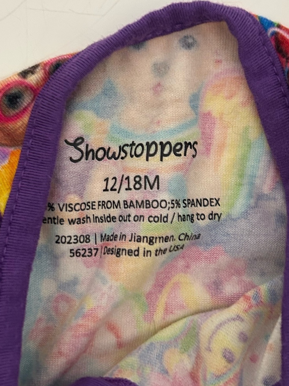 Showstoppers 12-18M Lisa Frank Bamboo Blend Zippy Romper Flutter Sleeve - Picture 2 of 6